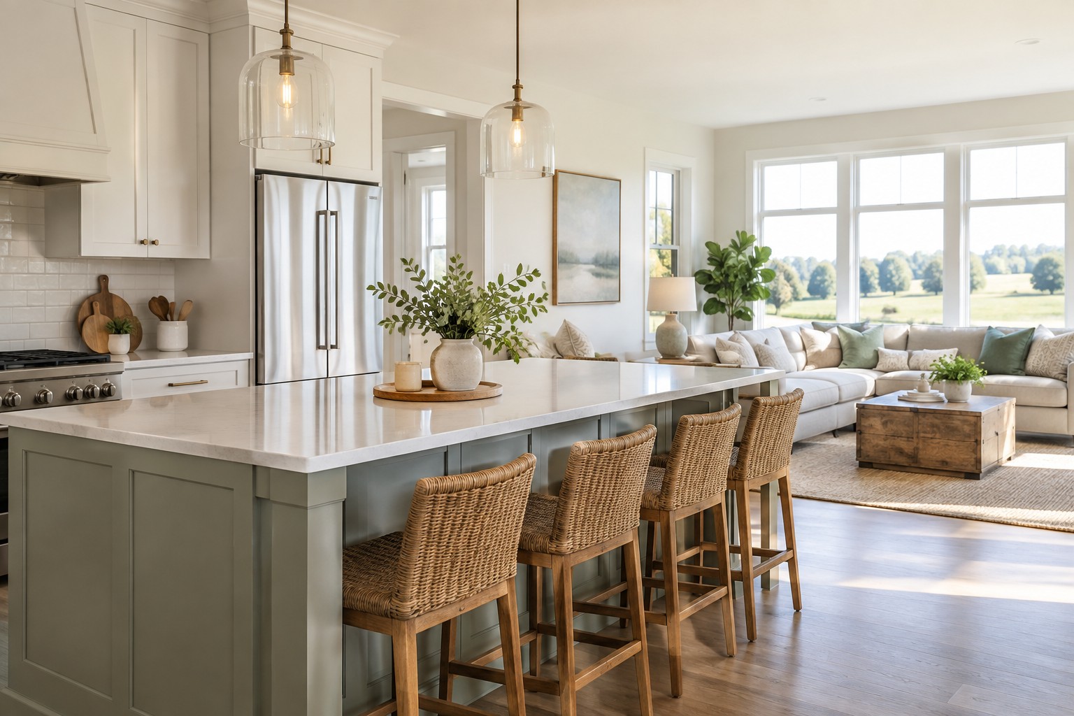 A bright Kansas City area home interior, illustrative